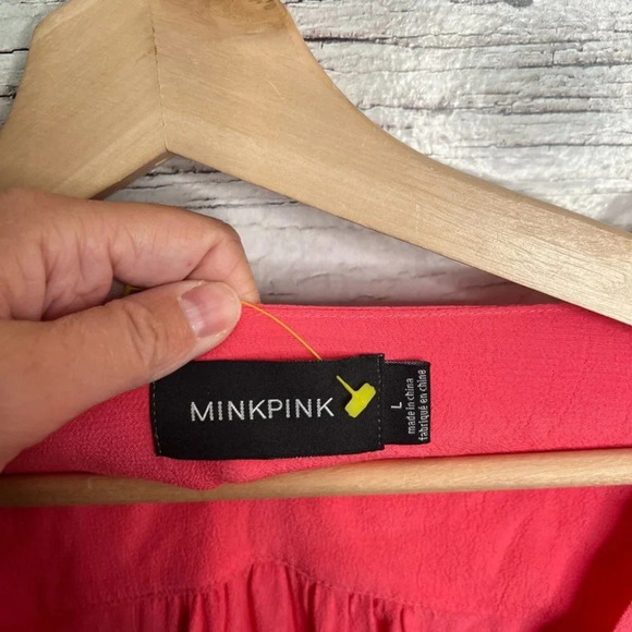 Minkpink  long sleeve mini pink dress size large - Picture 5 of 8